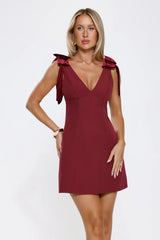 Understated Luxury Mini Dress Burgundy