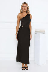Evening Enchantress One Shoulder Maxi Dress Black